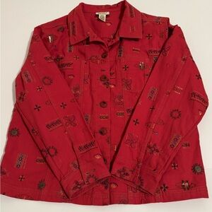 GRAFF Size large RED Stretch Denim jacket